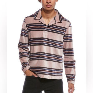 Todd Snyder Velour Montauk Polo autumn purple stripe designer luxury sz sm